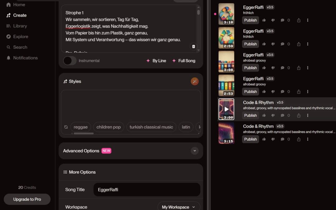 SUNO: Songs mit AI komponieren lassen